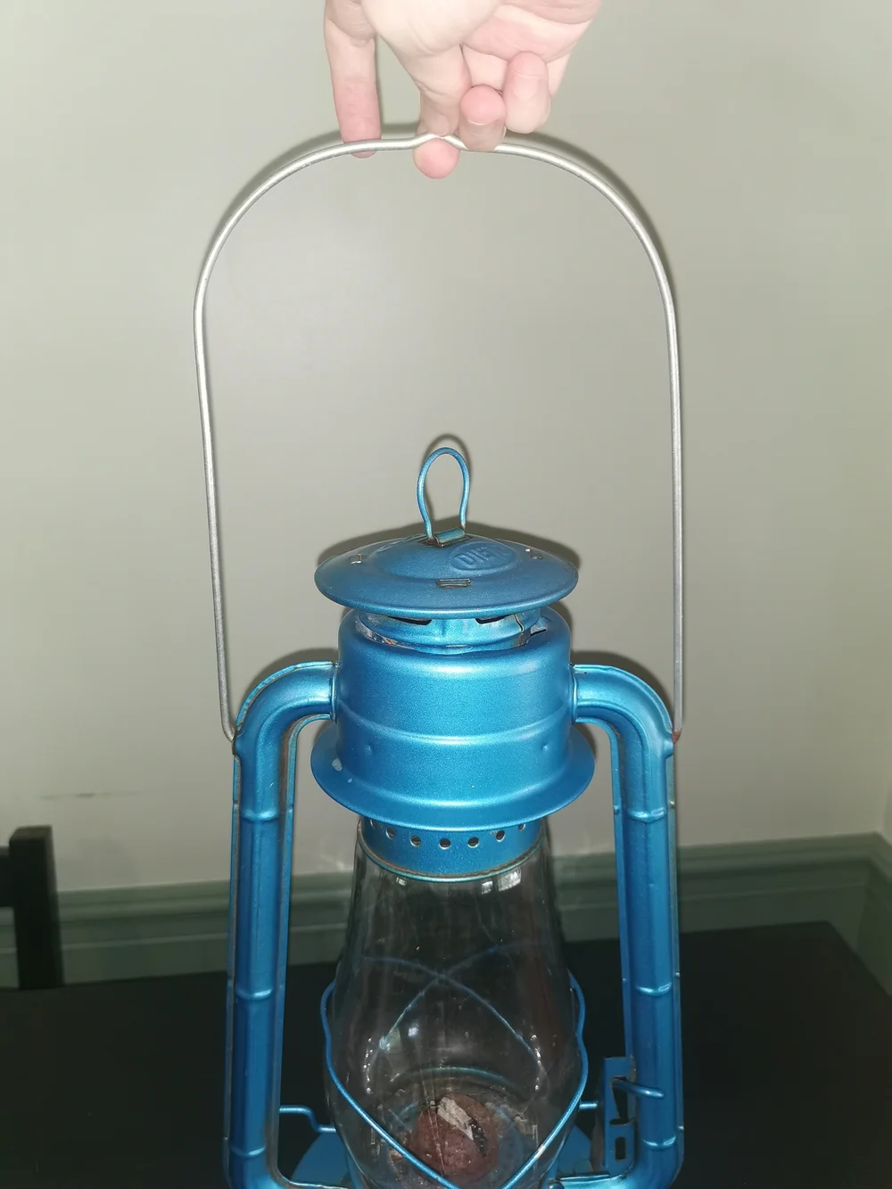 Vintage Dietz #80 Blizzard Hurricane Oil Lamp Lantern Blue‎